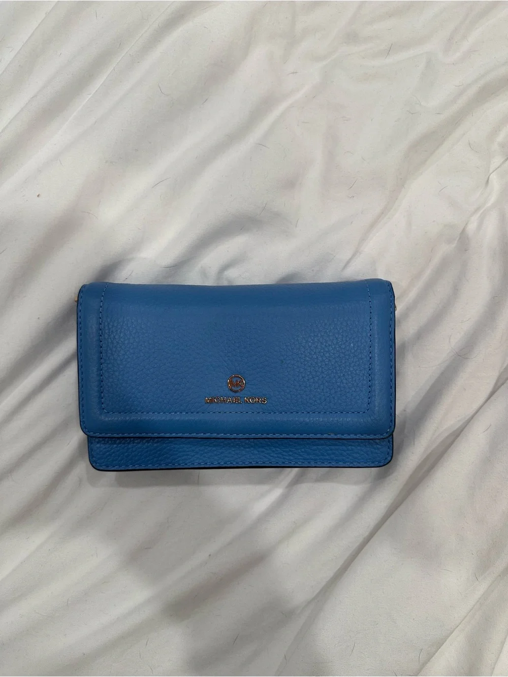 Michael Kors Bright Blue Pebbled Leather Continental Wallet NWOT